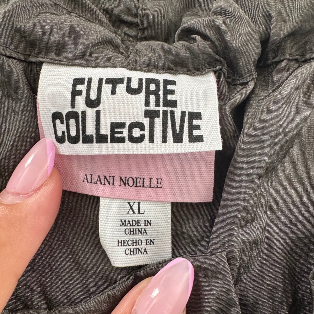 Future Collective Alani Noelle Grey Parachute Cargo Pants XL Bungee Hem Baggy - Picture 6 of 9